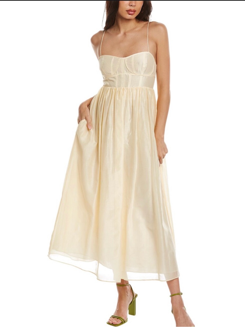 Ulla Johnson Cream Spaghetti-Strap Midi Dress